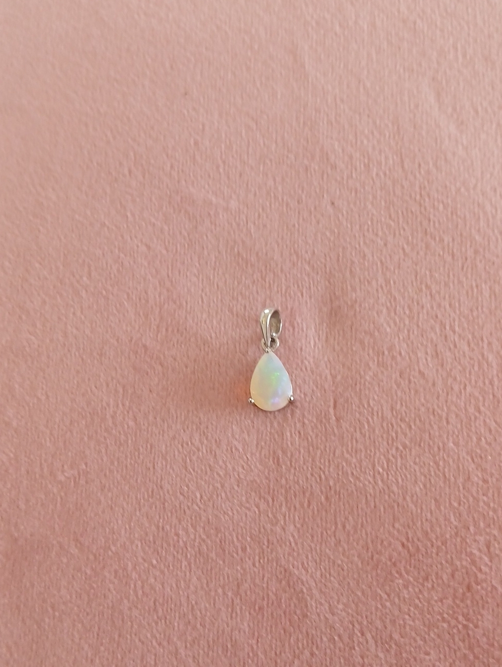 Opal Teardrop Pendant Necklace - White Opal Sterling Silver